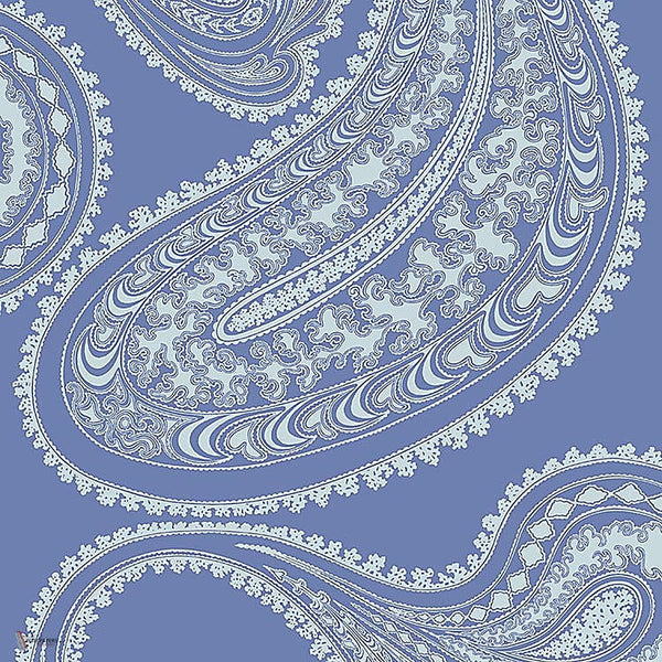 Rajapur Flock behang in Hyacinth Blue & White van Cole & Son