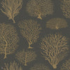 Seafern behang in Metallic Gold on Charcoal van Cole & Son