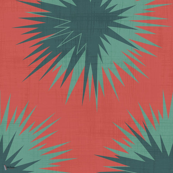 Soft Thistle behang in Blood Orange & Viridian van Cole & Son