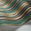 Strand behang in Metallic Bronze & Viridian on Soot van Cole & Son