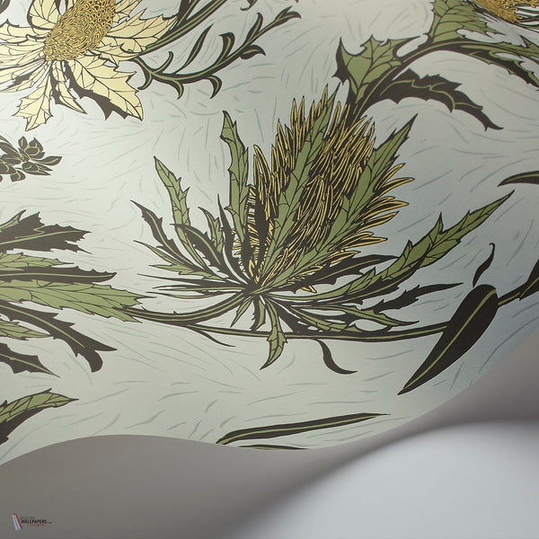 Thistle behang in Lemon & Olive on Sea Foam van Cole & Son