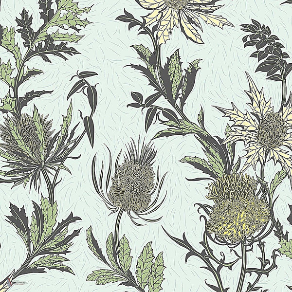 Thistle behang in Lemon & Olive on Sea Foam van Cole & Son