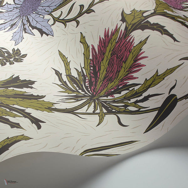 Thistle behang in Lilac & Cerise on White van Cole & Son