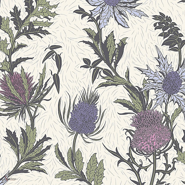 Thistle behang in Lilac & Cerise on White van Cole & Son