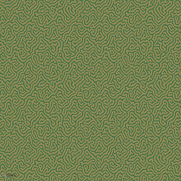 Vermicelli behang in Metallic Gold on Emerald van Cole & Son