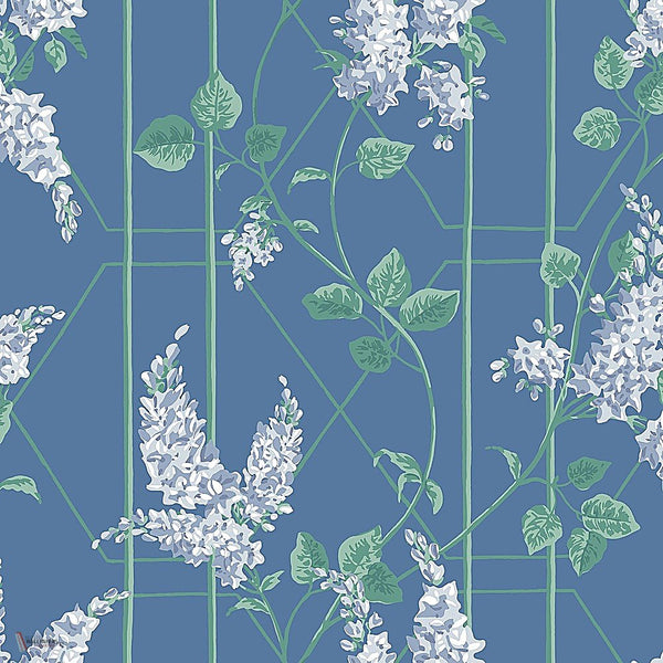 Wisteria behang in Powder Blue & Viridian on Cerulean Sky van Cole & Son