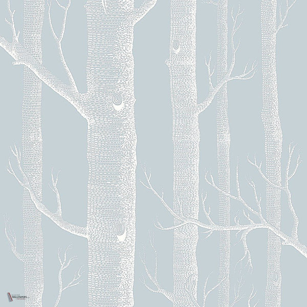 Woods Whimsical behang in Chalk on Powder Blue van Cole & Son