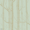 Woods Whimsical behang in Metallic Gold on Duck Egg van Cole & Son
