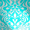 Woodstock Tapete in Metallic Silver on Teal von Cole & Son