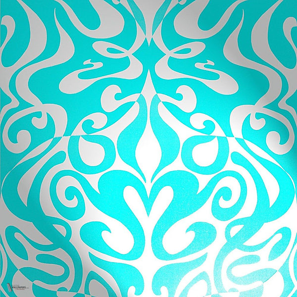 Woodstock Tapete in Metallic Silver on Teal von Cole & Son