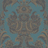 Wyndham behang in Metallic Gilver & Dark Viridian on Petrol van Cole & Son