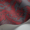 Wyndham behang in Ruby & Charcoal on Slate Grey van Cole & Son
