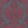 Wyndham behang in Ruby & Charcoal on Slate Grey van Cole & Son