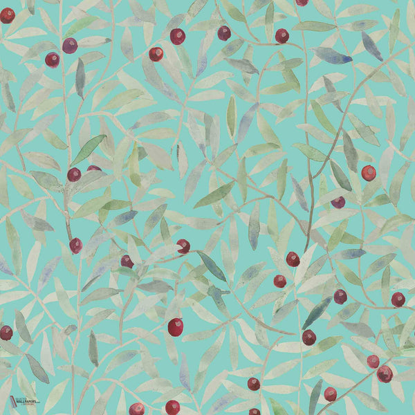 Andrea Zarraluqui - Leaf Craze behang in Lagoon van Coordonne