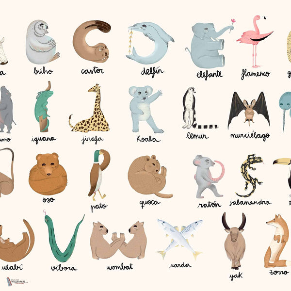 Animal Alphabet behang in Multi van Coordonne