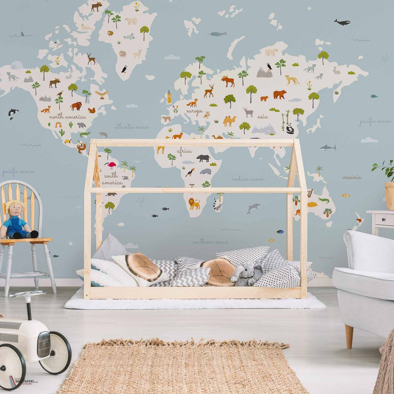 Animal Map papier peint en Aqua de Coordonne — intérieur