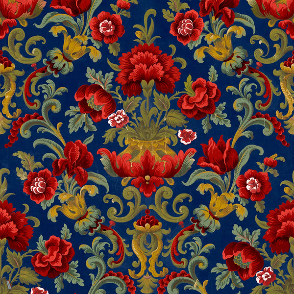 Aranjuez Damask wallpaper in Vermilion by Coordonne