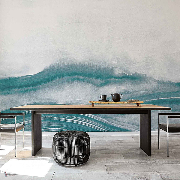 Atmospheric Haze behang in Aqua van Coordonne — interieur