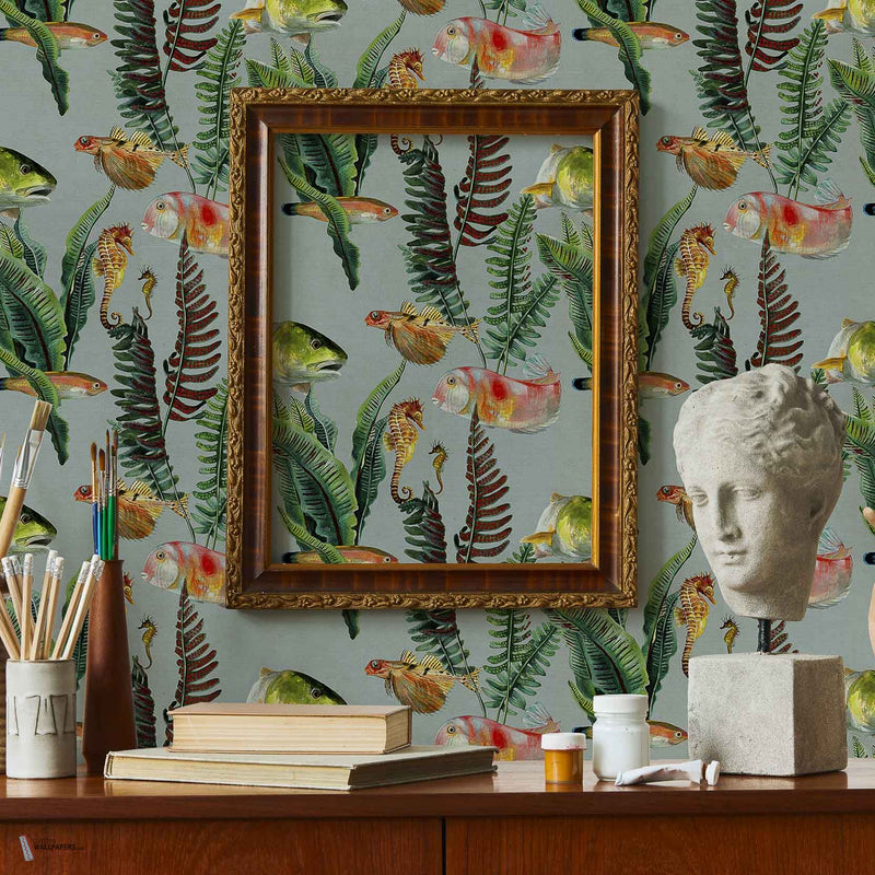 Bank of Fish papier peint en Cyan de Coordonne — intérieur