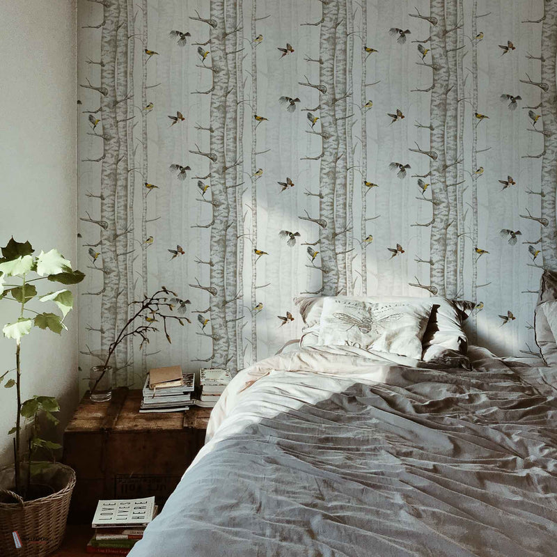 Birch Trees Tapete in Beige von Coordonne — Interieur