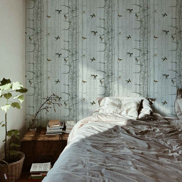 Birch Trees behang in Silvester van Coordonne — interieur