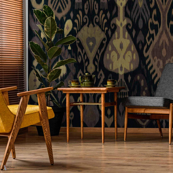 Boho wallpaper in Black by Coordonne — interior