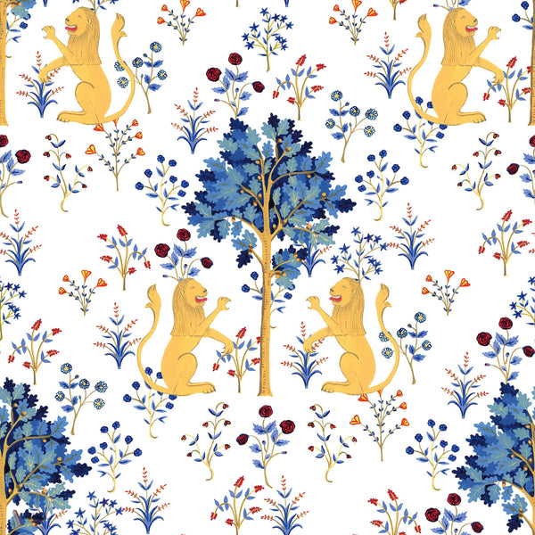 Brianda Fitz-James Stuart - Medieval Tapestry wallpaper in Pure White by Coordonne