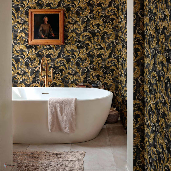 Byzantine Damask behang in Onyx van Coordonne — interieur