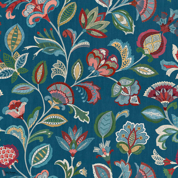 Chintz Tapete in Indigo von Coordonne