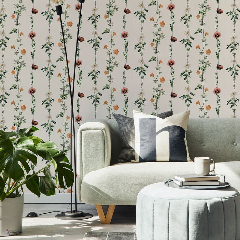 Climbing Flowers papel pintado en Linen de Coordonne — interior
