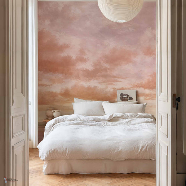 Cumulus Clouds wallpaper in Peach by Coordonne — interior