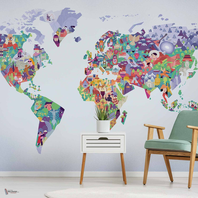 Diversity Map papier peint en Lilac de Coordonne — intérieur