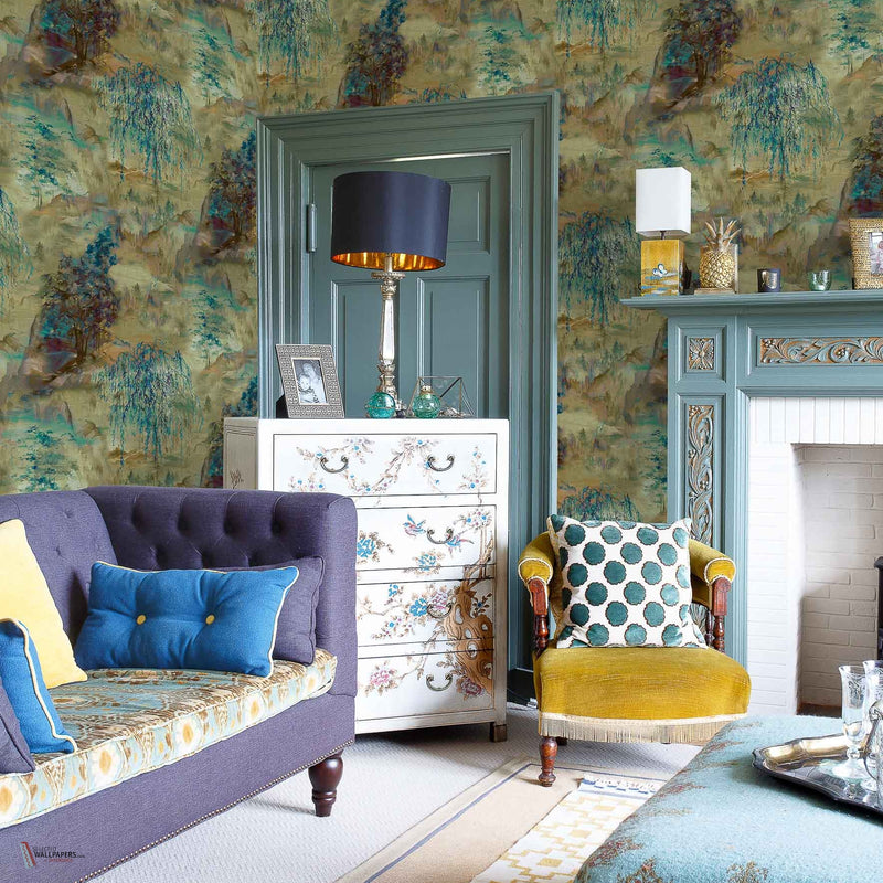 Dunhuang Tapete in Blue Spirulina von Coordonne — Interieur