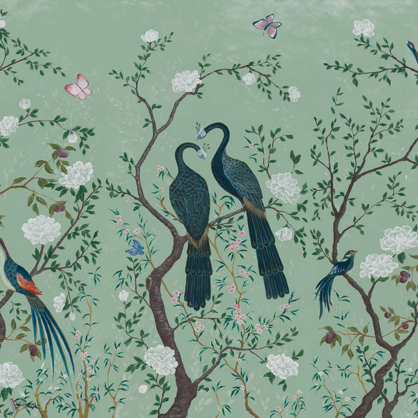 Edo Textile wallpaper in Aqua by Coordonne