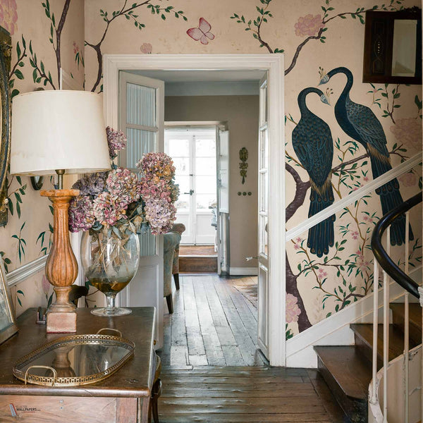 Edo Textile wallpaper in Swan by Coordonne — interior