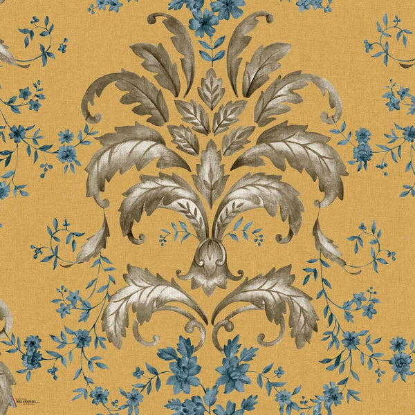 French Damask wallpaper in Mustard by Coordonne