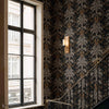 French Damask wallpaper in Onyx by Coordonne — interior