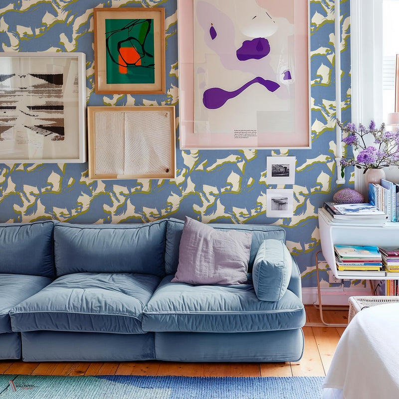 Galope wallpaper in Blue by Coordonne — interior