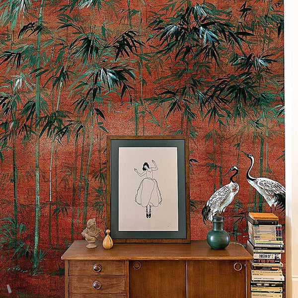 Garzas wallpaper in Goji by Coordonne — interior