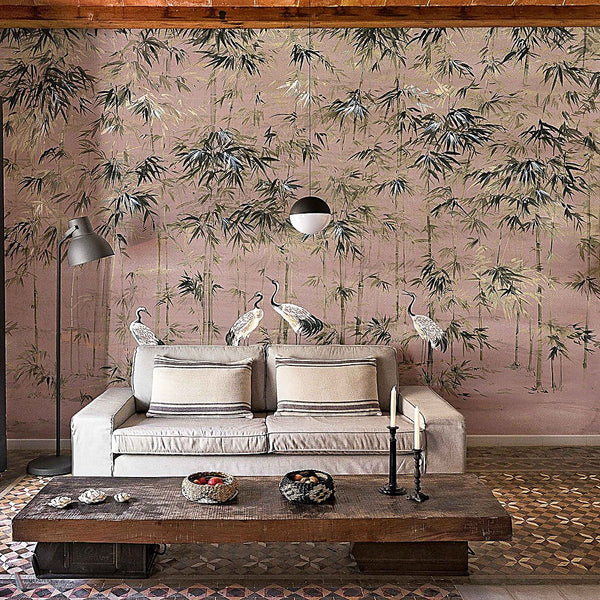 Garzas wallpaper in Rose by Coordonne — interior