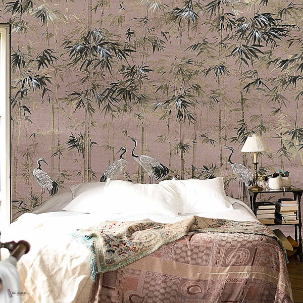 Garzas wallpaper in Rose by Coordonne — interior