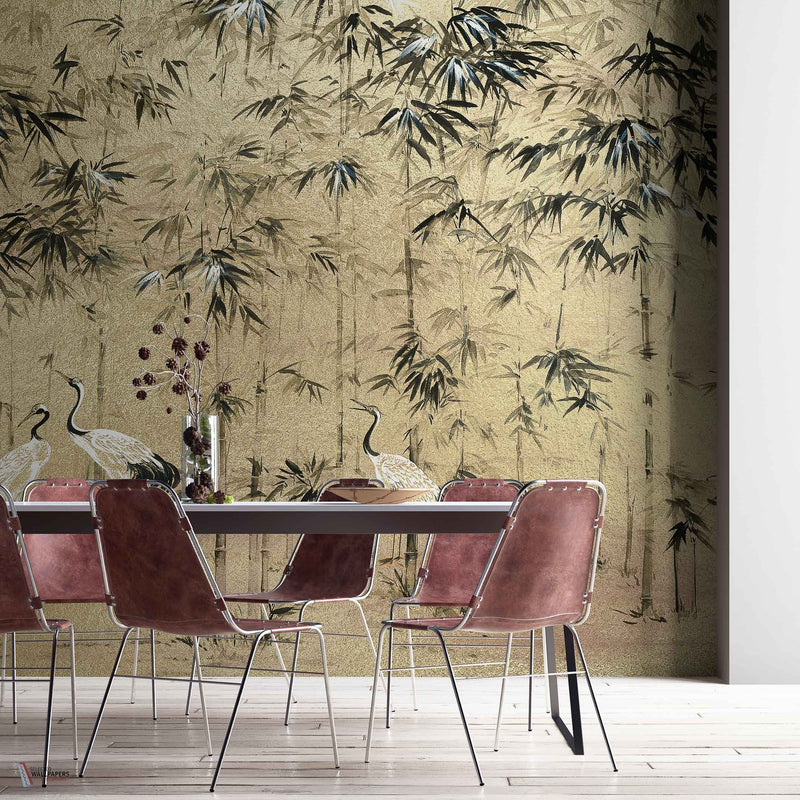 Garzas Metallics wallpaper in Gold by Coordonne — interior