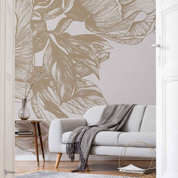 Giant Peonies wallpaper in Papirus by Coordonne — interior