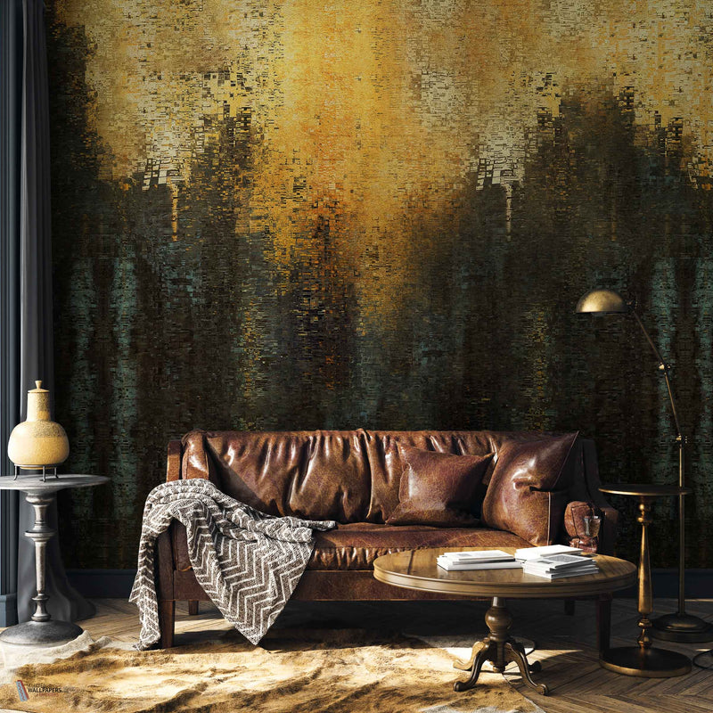 Gustave Metallics wallpaper in Gold by Coordonne — interior