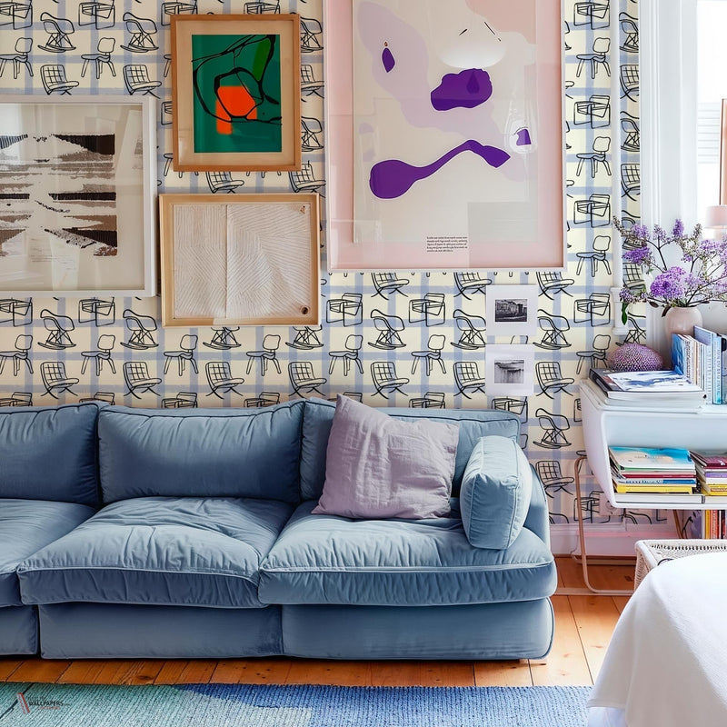 Iconicos wallpaper in Blue by Coordonne — interior
