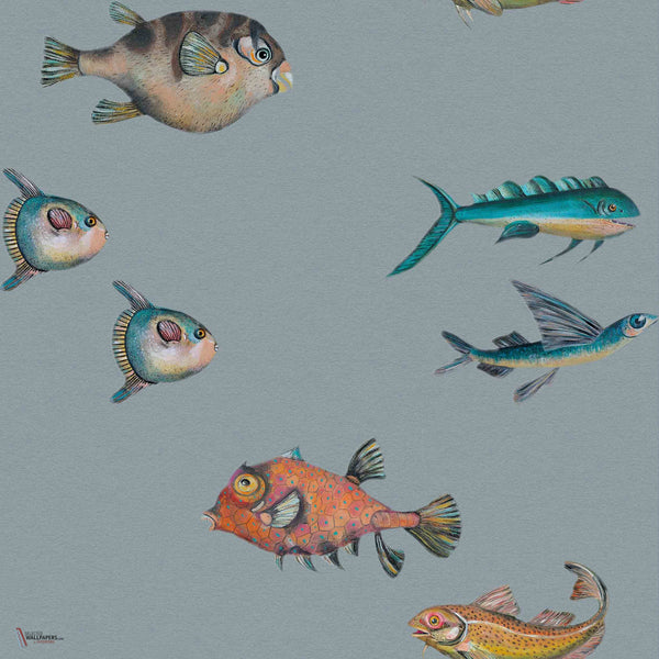Joana Santamans - Peces Santamans wallpaper in Powder by Coordonne