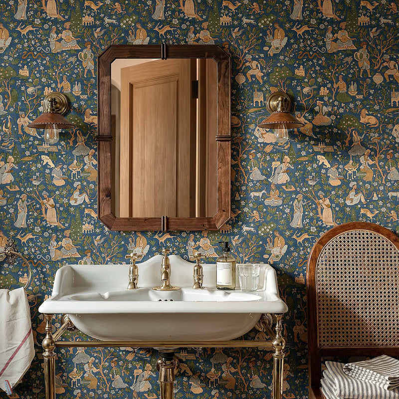Kalamkari Tapete in Indigo von Coordonne — Interieur