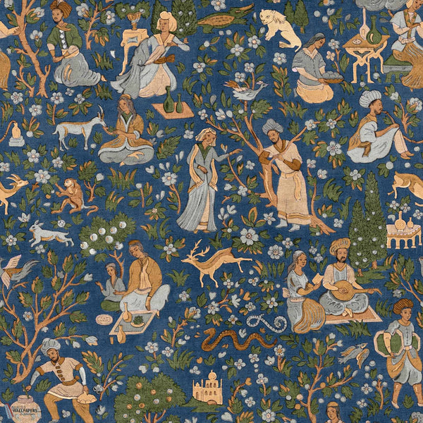 Kalamkari Tapete in Indigo von Coordonne