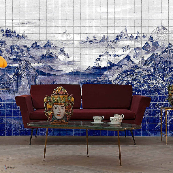 Kami behang in Blue Spirulina van Coordonne — interieur