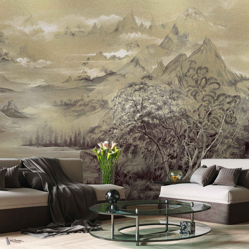 Kami Metallics wallpaper in Gold by Coordonne — interior